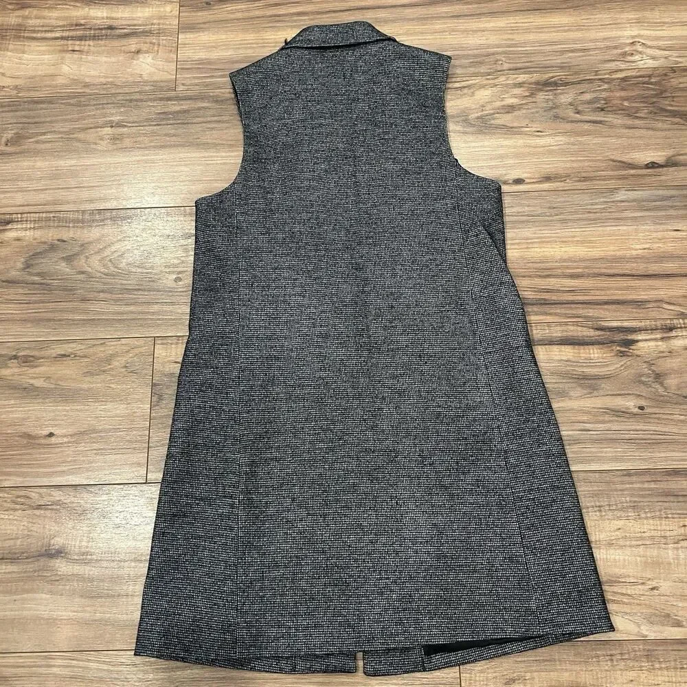 J. Mclaughlin Cate Vest Size XS Tunic Blazer Black White Houndstooth Wool Blend